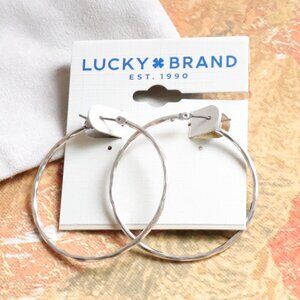 Lucky Brand Silver Hoop Earrings Statement Bold Timeless Large Circle